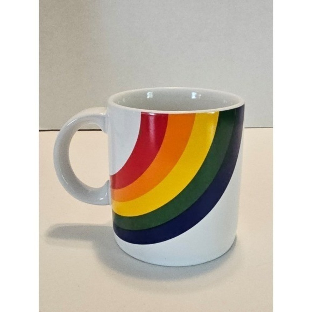 Vintage 1984 Rainbow Graphic 12 oz. Ceramic Coffee Mug Tea Cup FTD 12 fl oz